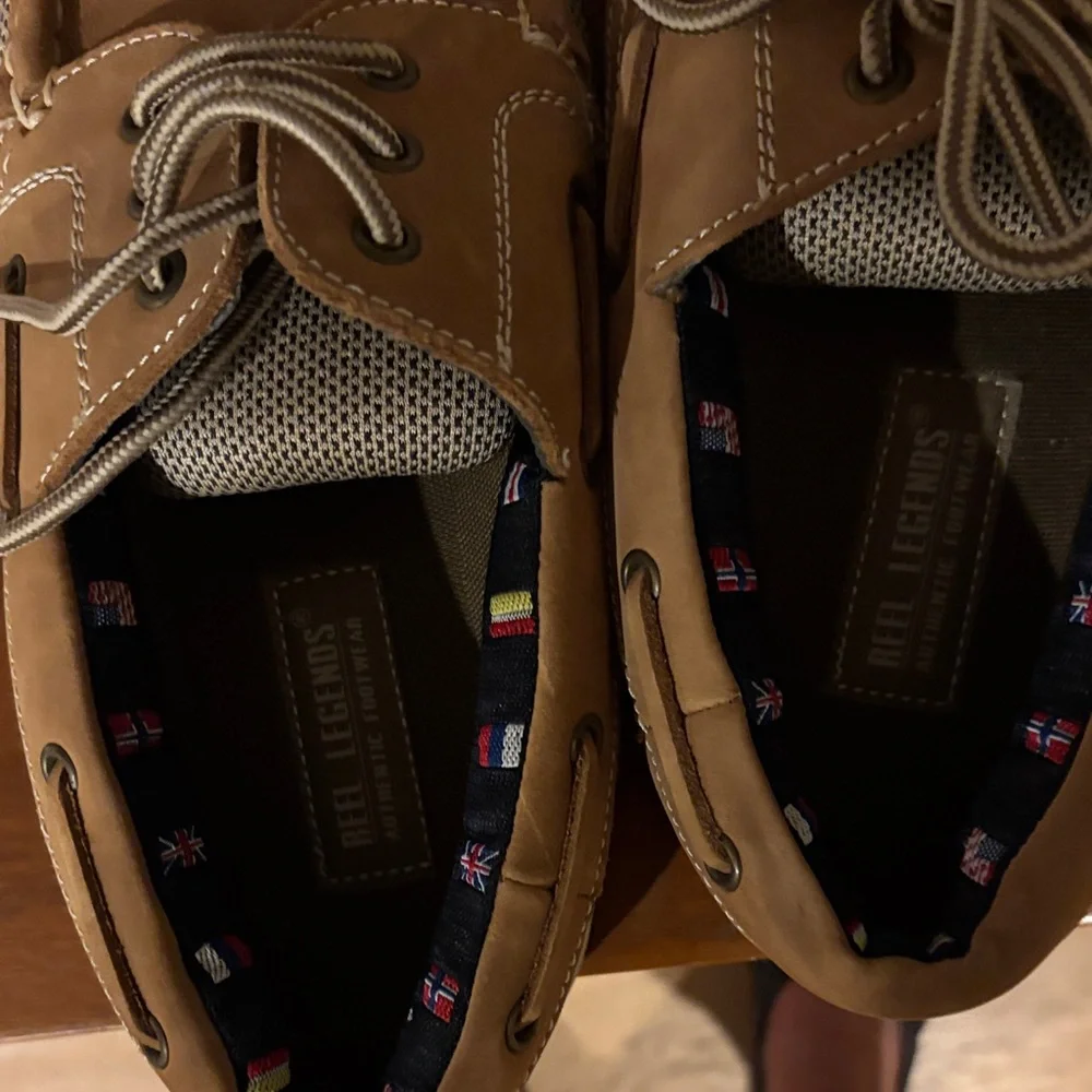 REEL LEGENDS Brown Leather Boat Shoes